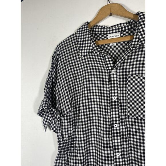 Ava & Viv Black and White Checkered Midi Dress - Picture 4 of 10